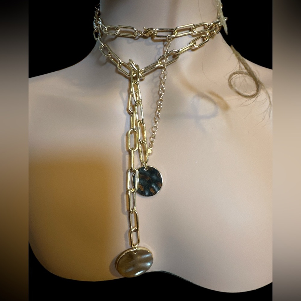 Gold Link Statement Necklace - image 2